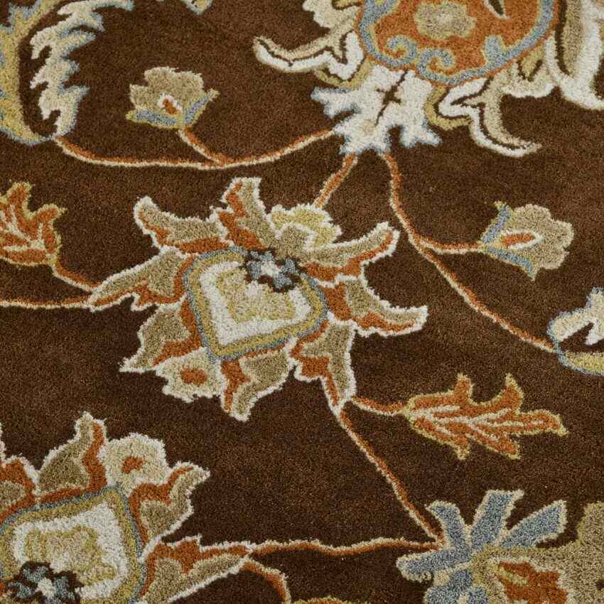 Dark Brown Floral Pattern Hand Tufted Carpet