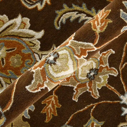 Dark Brown Floral Pattern Hand Tufted Carpet