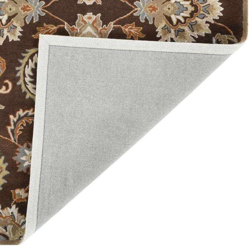 Dark Brown Floral Pattern Hand Tufted Carpet