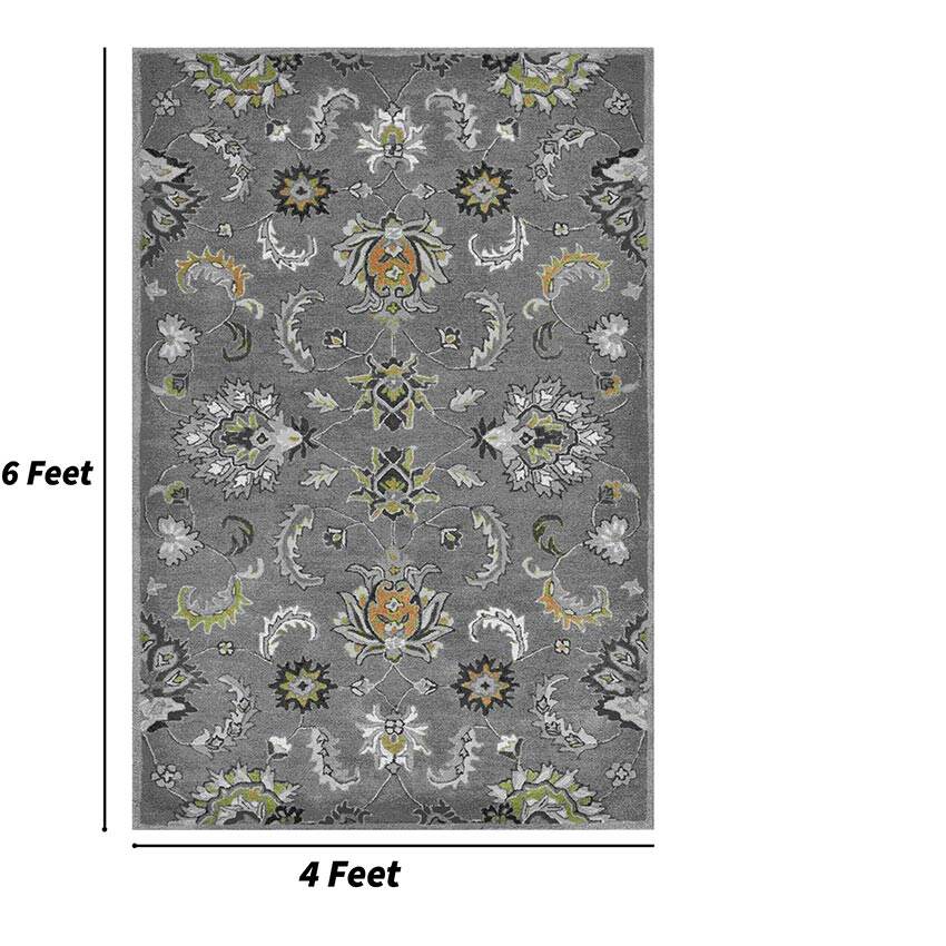 Blush Grey Floral Pattern Hand Tufted Carpet