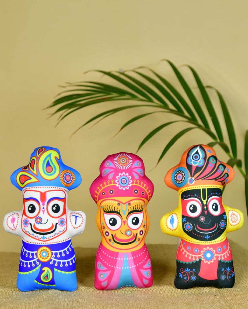 Ethereal Stitched Cotton Jagannath Trio Showpiece | Pack of 3