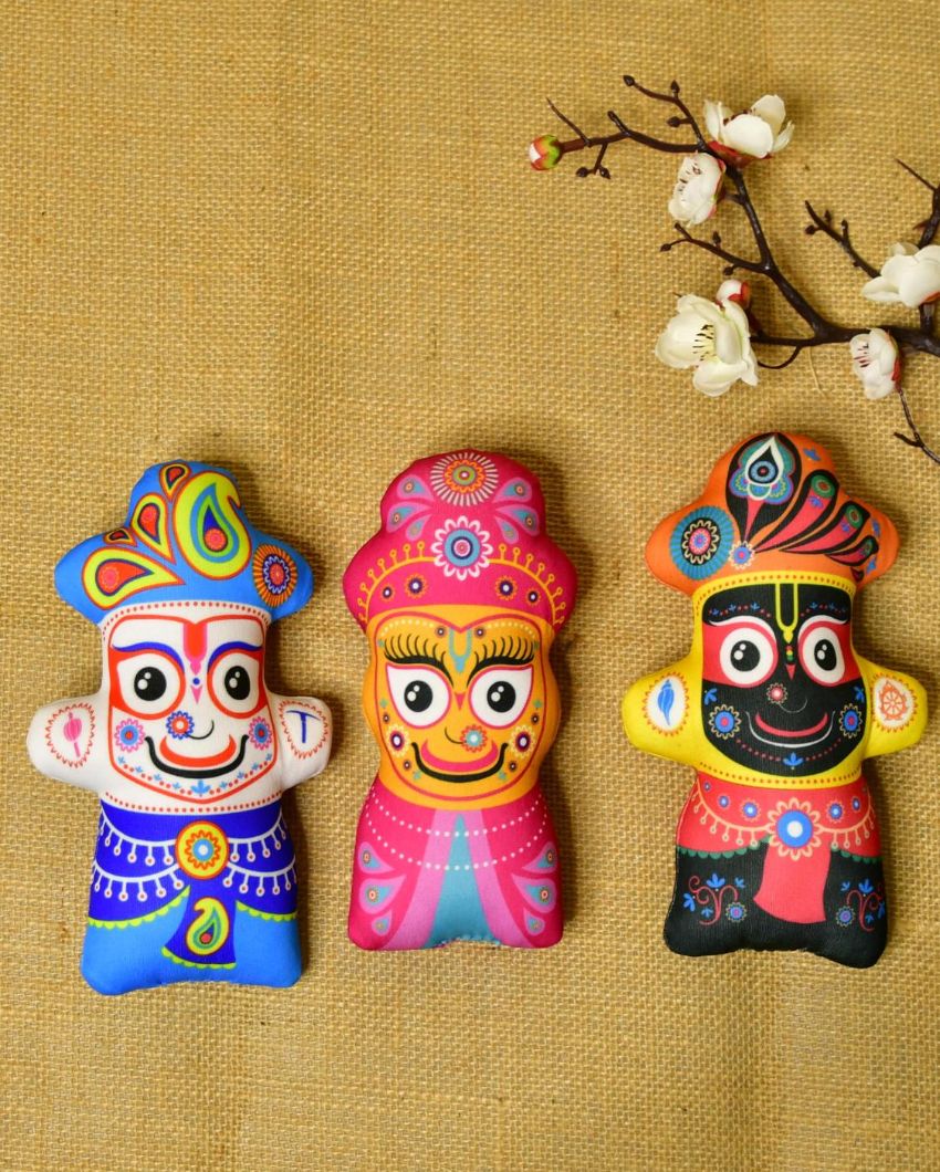 Ethereal Stitched Cotton Jagannath Trio Showpiece | Pack of 3