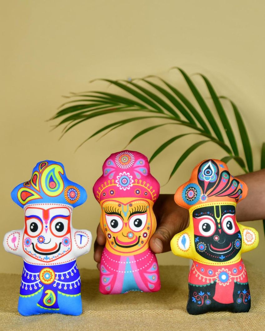 Ethereal Stitched Cotton Jagannath Trio Showpiece | Pack of 3