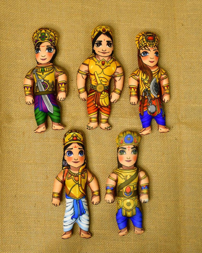 Vibrant Stitched Cotton Panch Pandava Showpiece | Pack of 5