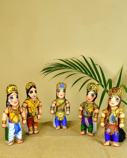 Vibrant Stitched Cotton Panch Pandava Showpiece | Pack of 5