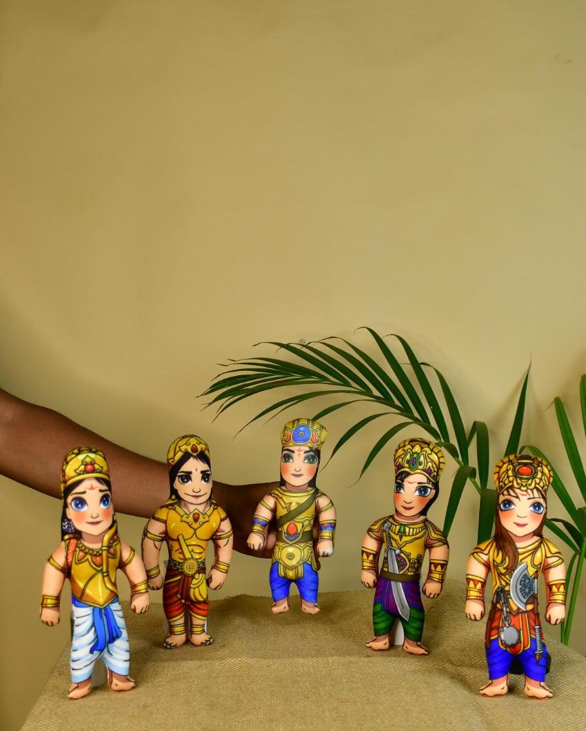 Vibrant Stitched Cotton Panch Pandava Showpiece | Pack of 5