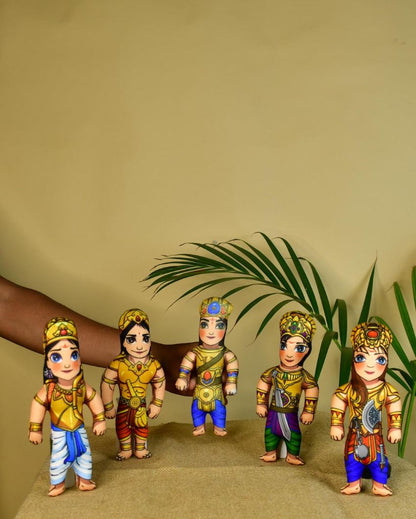 Vibrant Stitched Cotton Panch Pandava Showpiece | Pack of 5