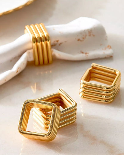 Metal Square Napkin Ring | Set Of 4