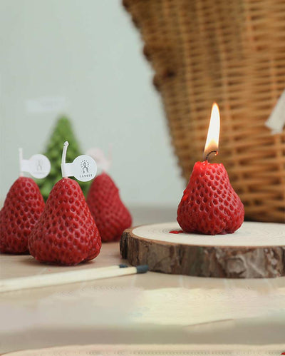 Strawberry Shape Candles | Set Of 4