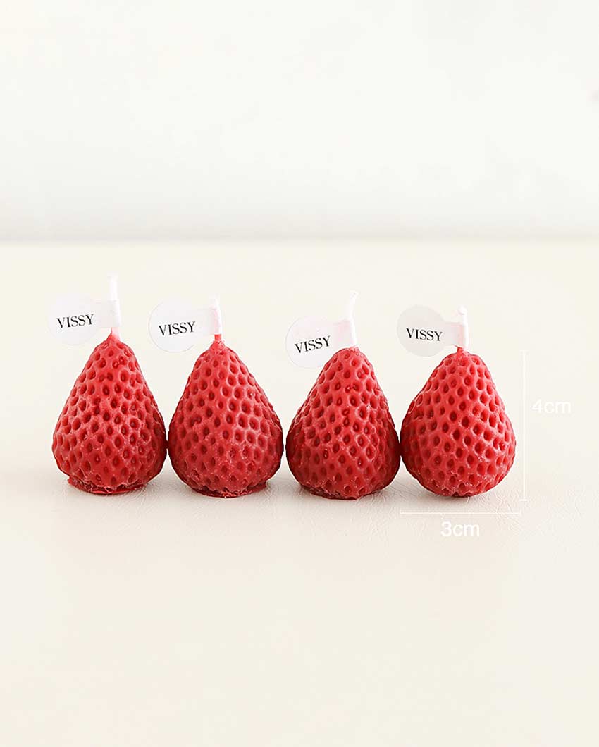 Strawberry Shape Candles | Set Of 4
