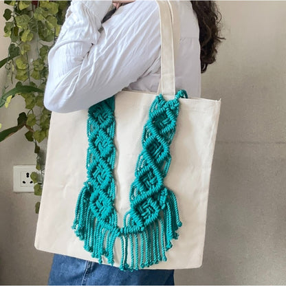 Hancrafted Boho Style Tote Bag Blue
