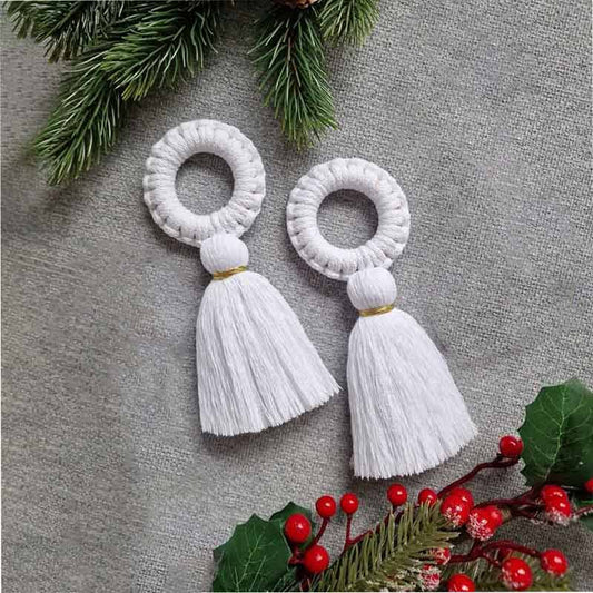 Xmas White Ornaments | Set Of 2