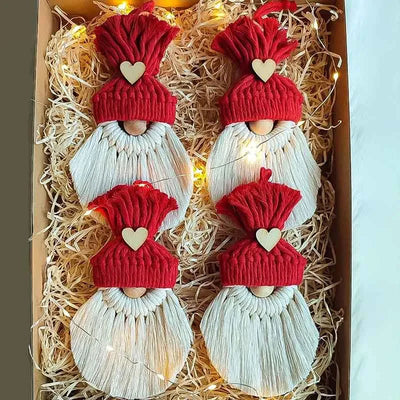 Red Santa Ornament | Set Of 4