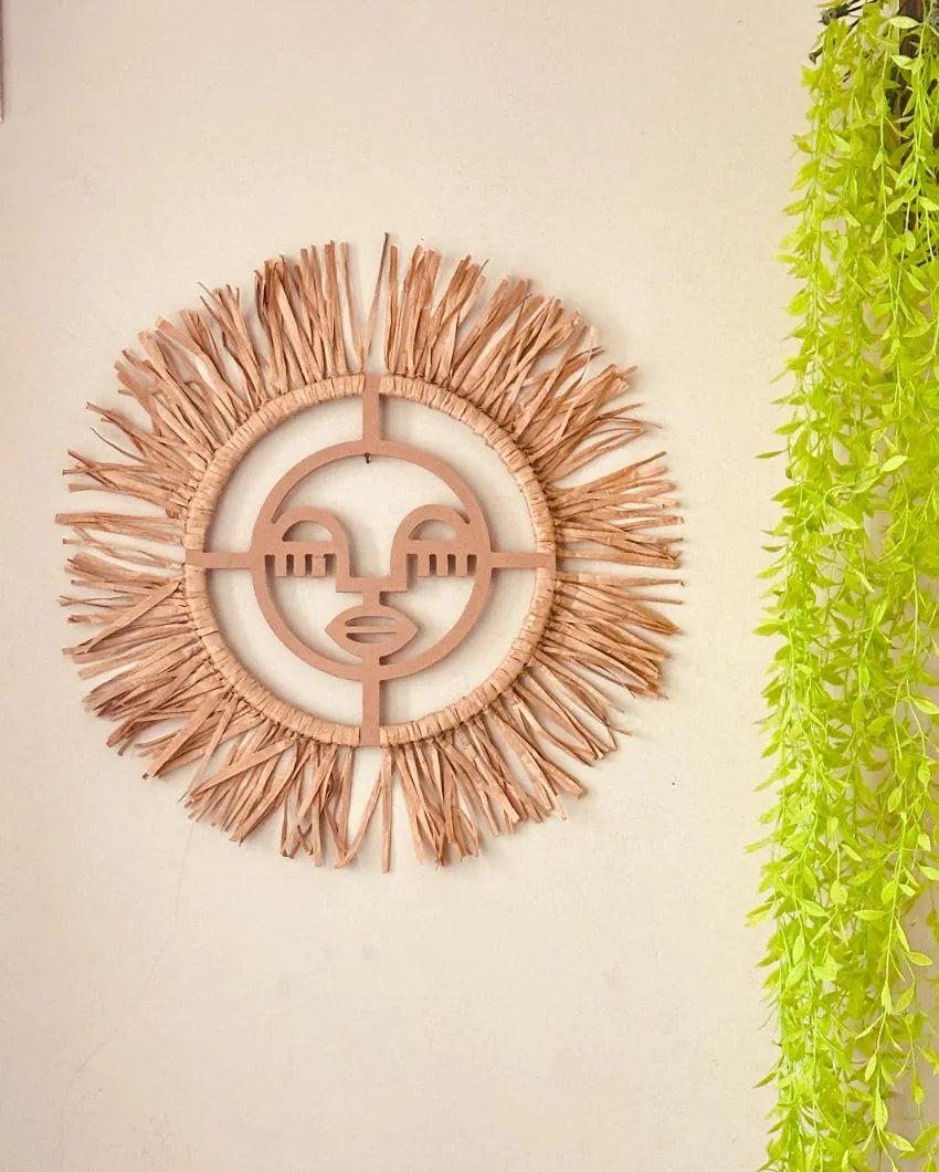 Classic Raffia African Female Face Wall Décor