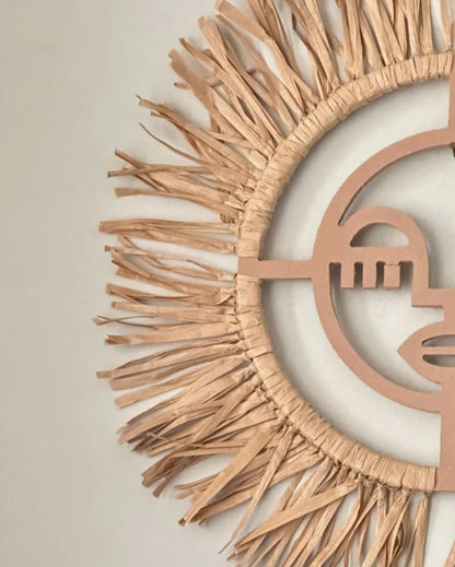 Classic Raffia African Female Face Wall Décor