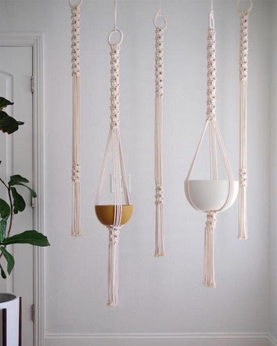 Crown Cotton Knot Plant Hangers | Set of 5 | 31 inches