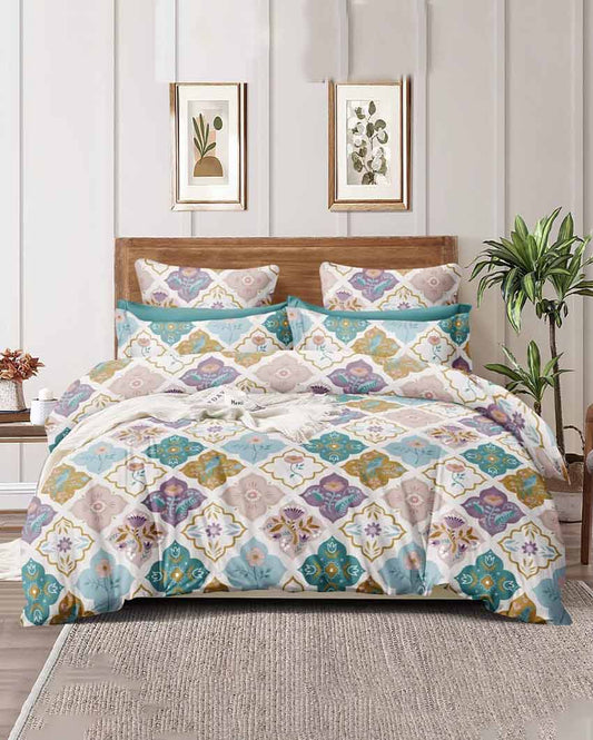 Floral Inspired Cotton Bedsheet With Pillow Covers
