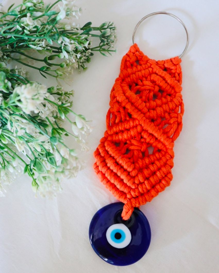 Orange Cotton Cord Knotted Evil Eye