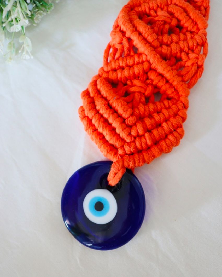 Orange Cotton Cord Knotted Evil Eye