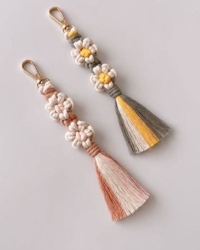 Floral Flower Bag Charm Keychain | 9 x 2 inches