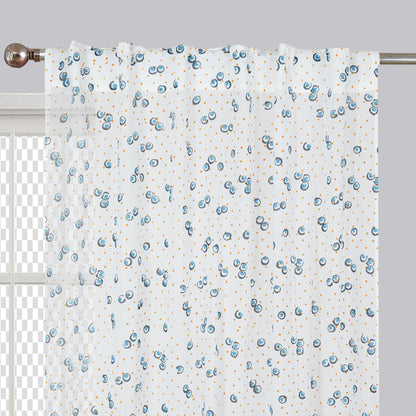 Dancing Bubbles Handblock Printed Cotton Curtain | Single | Window, Door | 5ft, 7ft