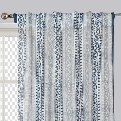 Sacred Patterns Handblock Printed Cotton Curtain | Single | Window, Door | 5ft, 7ft