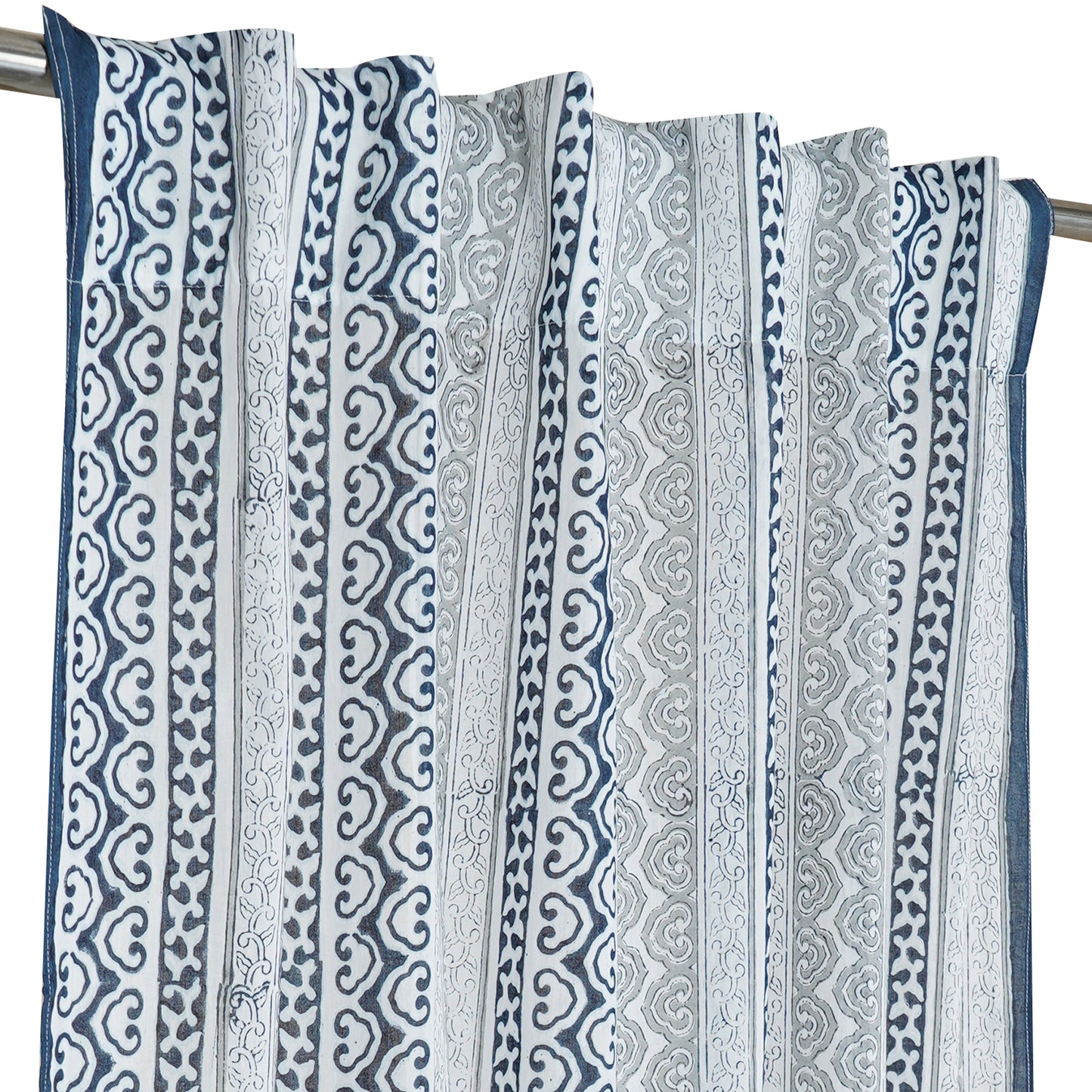 Sacred Patterns Handblock Printed Cotton Curtain | Single | Window, Door | 5ft, 7ft