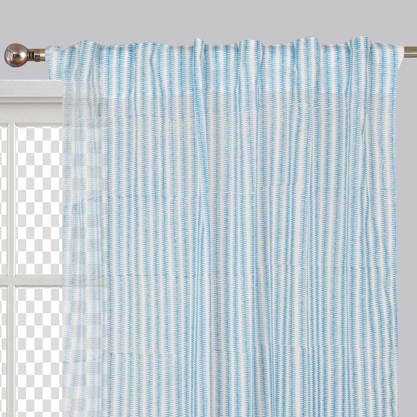 Sky Creeper Handblock Printed Cotton Curtain | Single | Window, Door | 5ft, 7ft