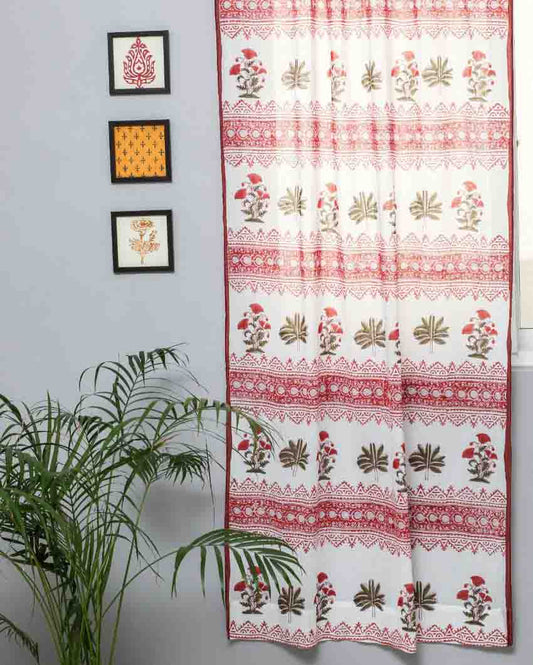 Made On Earth Hand Block Printed Door Curtain | 7 X 4 Ft