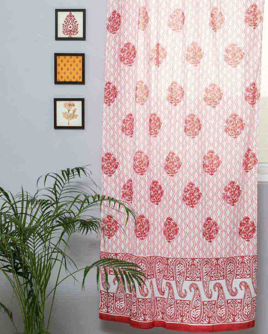 Dazzling Rose Hand Block Printed Door Curtain | 7 X 4 Ft