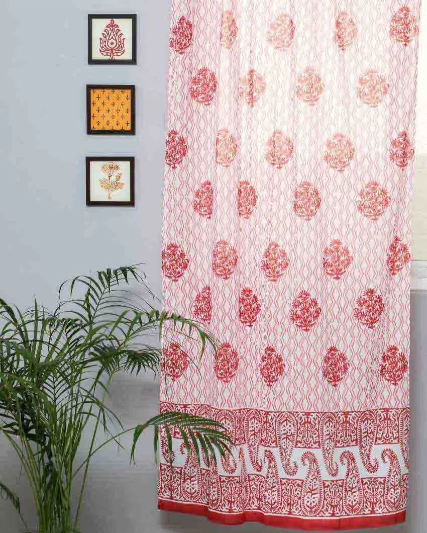 Dazzling Rose Hand Block Printed Door Curtain | 7 X 4 Ft