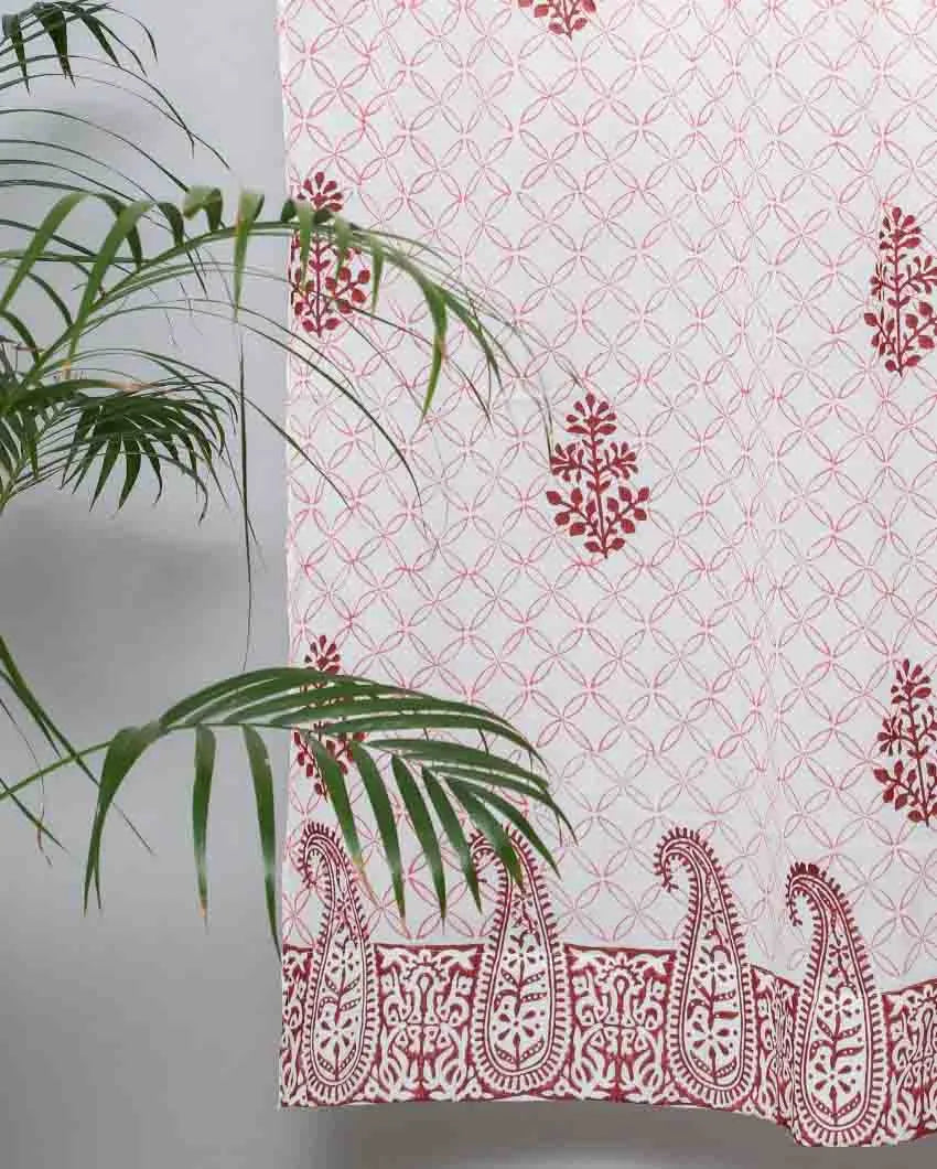 Bunz’s Red Bangles Hand Block Printed Door Curtain | 7 X 4 Ft