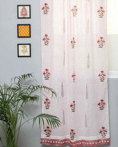 Red Retreat Hand Block Printed Door Curtain | 7 X 4 Ft