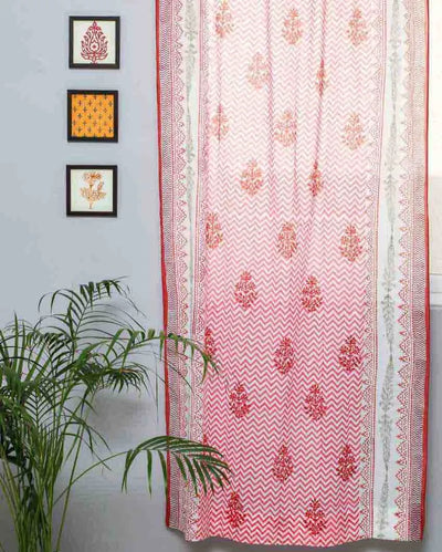 Blast Colour Red Hand Block Printed Door Curtain | 7 X 4 Ft