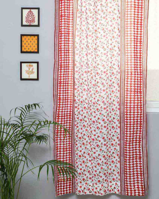 Anemone Orchid Hand Block Printed Door Curtain | 7 X 4 Ft