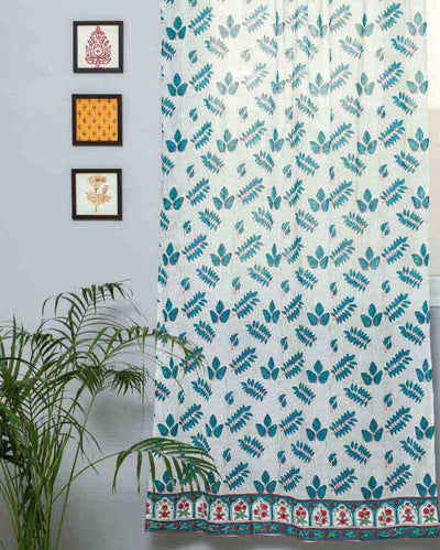 Glow Of Leaves Hand Block Printed Door Curtain | 7 X 4 Ft