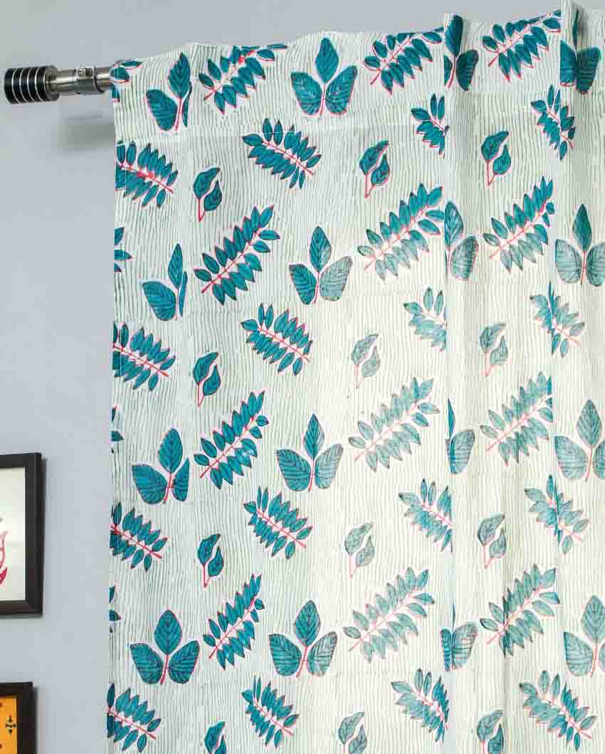 Glow Of Leaves Hand Block Printed Door Curtain | 7 X 4 Ft