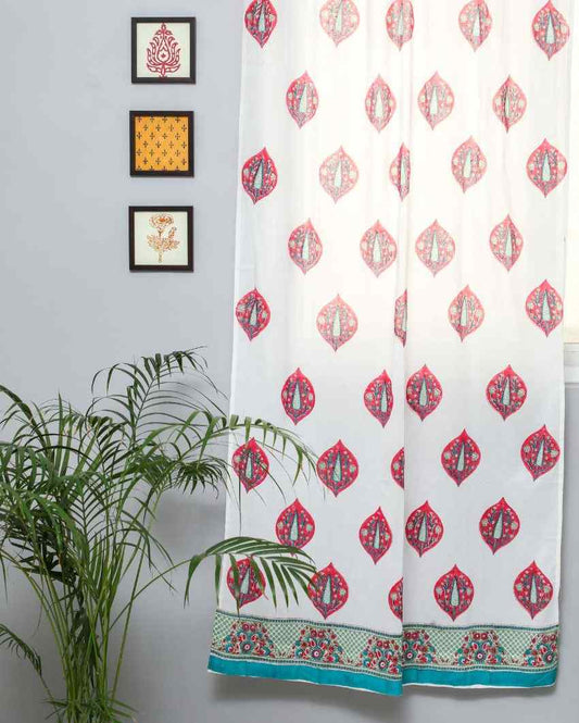 Persian Palm Hand Block Printed Door Curtain | 7 X 4 Ft