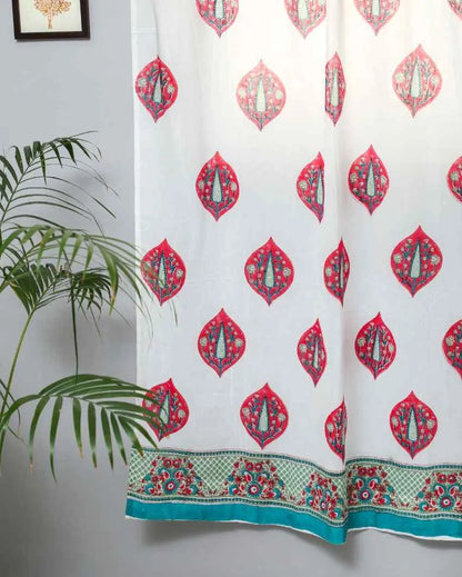 Persian Palm Hand Block Printed Door Curtain | 7 X 4 Ft