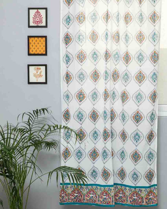 Carved Ornaments﻿ Hand Block Printed Door Curtain | 7 X 4 Ft