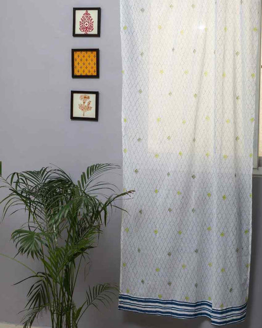 Diamond Dot Hand Block Printed Door Curtain | 7 X 4 Ft