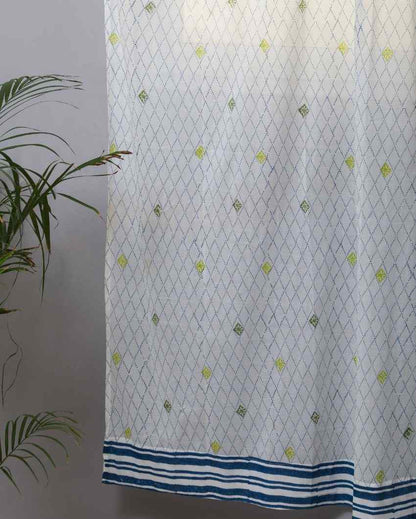 Diamond Dot Hand Block Printed Door Curtain | 7 X 4 Ft