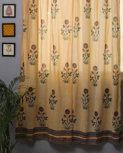 Calendula Hand Block Printed Door Curtain | 7 X 4 Ft