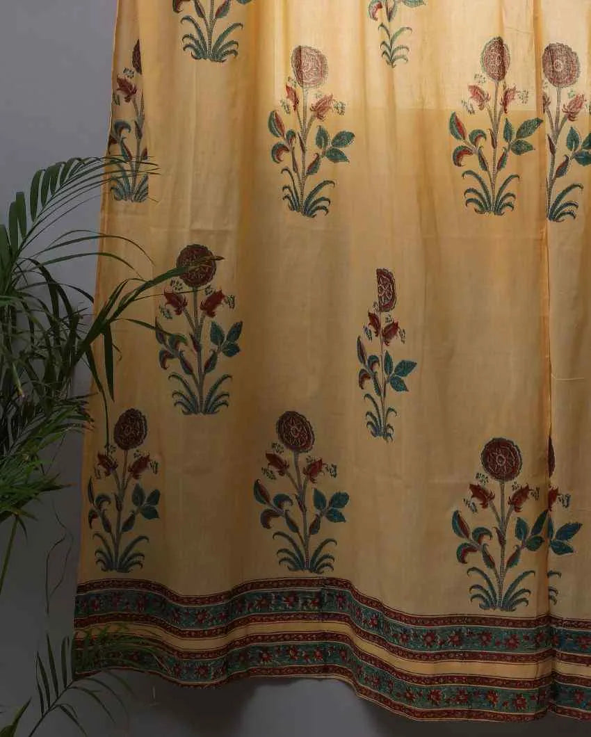 Calendula Hand Block Printed Door Curtain | 7 X 4 Ft