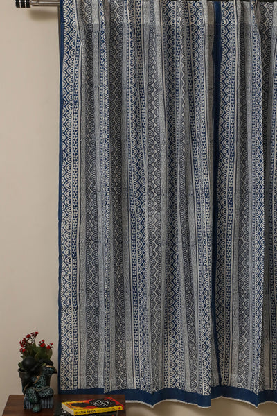 Sacred Patterns Handblock Printed Cotton Curtain | Single | Window, Door | 5ft, 7ft