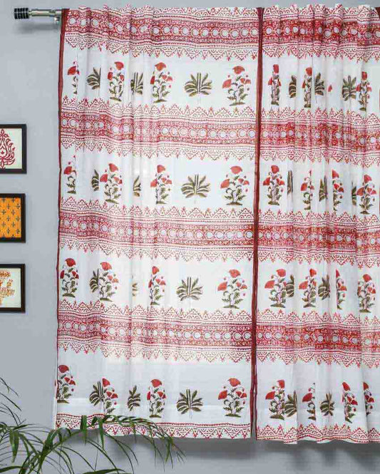 Made On Earth Hand Block Printed Window Curtain | 5 X 4 Ft