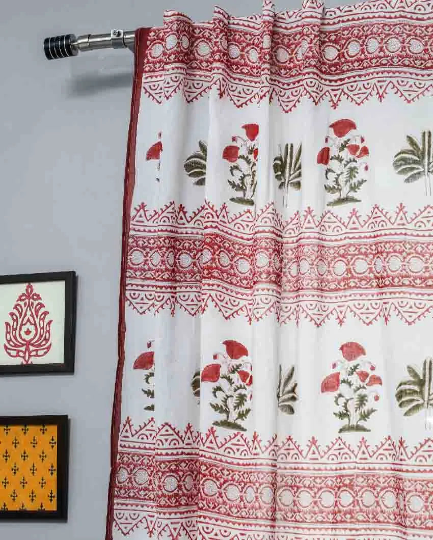 Made On Earth Hand Block Printed Window Curtain | 5 X 4 Ft