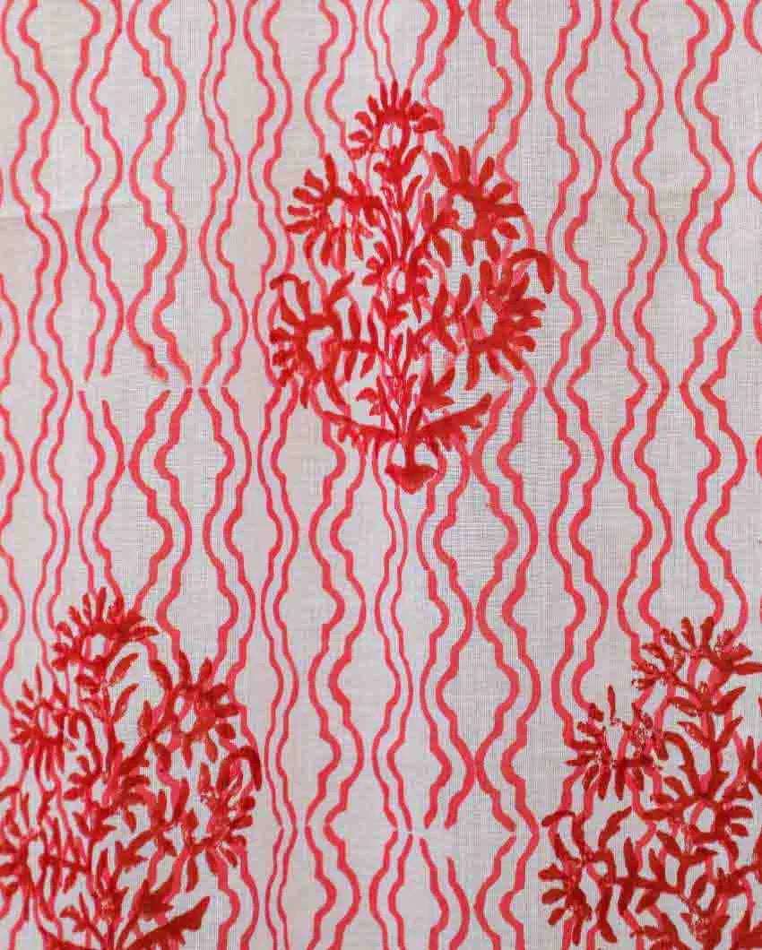 Dazzling Rose Hand Block Printed Window Curtain | 5 X 4 Ft