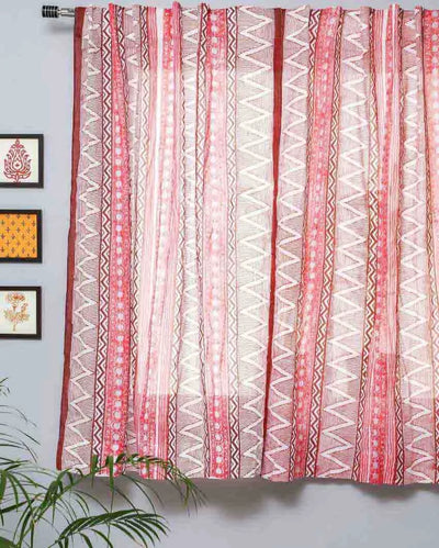 Geometric Romance Hand Block Printed Window Curtain | 5 X 4 Ft