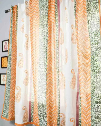 Golden East Hand Block Printed Window Curtain | 5 X 4 Ft